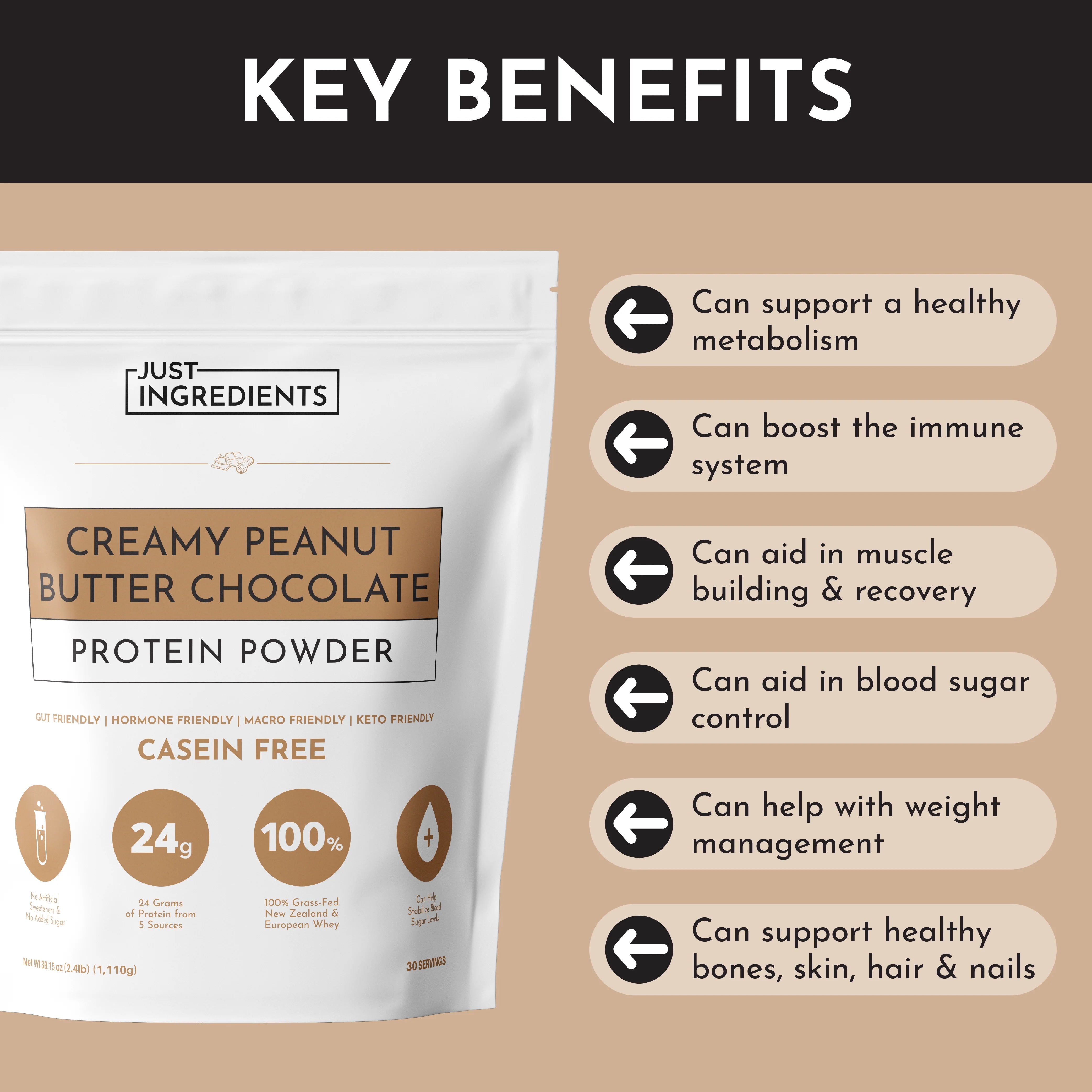 Creamy Peanut Butter Chocolate Protein Powder